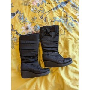 Kate Spade New York Cagney Quilted Bow Wedge Boot Black Women Size 7